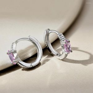 Brincos de argola s925 prata feminino rosa oval diamante earstuds feminino 5a zircon design retro jóias de luxo presente senhora festa banquete