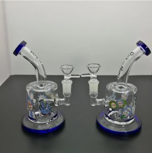 Rökning rör mini vattenpipa glas bongs färgglad metallform klassisk stil tecknad tryckt glas vattenpipa flaska