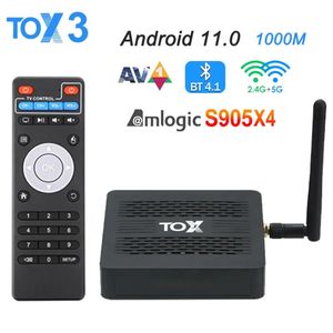 ТВ-приставка TOX3 Android 11 Amlogic S905X4 2,4G 5G Dual Wi-Fi BT4.1 4K USB3.0 4 ГБ 32 ГБ 1000 м телеприставка медиаплеер PK TOX1