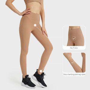 L221 Calzamaglia a vita alta Pantaloni da yoga Leggings elastici da donna Pantaloni sportivi senza linea a T Pantaloni sportivi da corsa