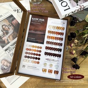 RorMays Autumn and Winter Caramel 30 Color Brown Semi Permanent Lack Gel Chocolate Gift Box Color Card UV LED Immersion Nail Quality Gel Factory Partiage