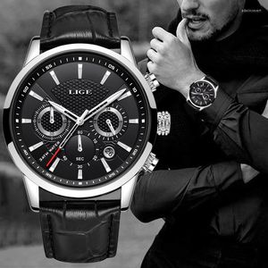 Avanadores de pulso Lige Men Watches Fashion Quartz Wrist Militar Military Sports Sports Watch Date Macho Relógio Relogio Masculino Box