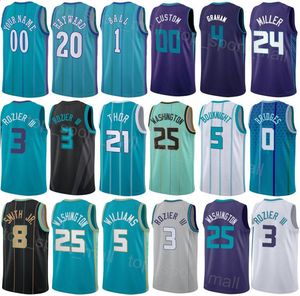 Drucken Männer Frauen City Basketball LaMelo Ball Jersey 1 Terry Rozier 3 Gordon Hayward 20 Mark Williams 5 Brandon Miller 24 Earned Shirt Grün Blau Schwarz Weiß Lila