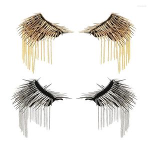 Broches pinos góticos punk rivet pank spike tassel epaulette ombre tardio brooch roya22