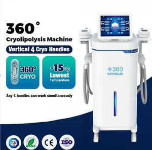 Clinnic Use -15 ﾰ C 360 ﾰ Freeze Cryo Cellulite Minska bantningsfett Frys Cryolipolys Machine Fat Freezing Machine med större koppar Cool Slimming Wit 5 Handtag