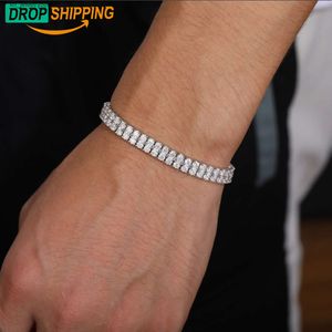 Dropshipping Pass Diamond Test Cihaz 2 Satır 3mm Moissanit Tenis Bilezik Yüksek Kalite 925 STERLING Gümüş Mossanit Moda Kadınlar