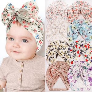 New Baby Summer Bow Hat Thin Cute Floral Print Girls Turban Hat Baby Soft Head Wrap Caps Newborn Children Accessories