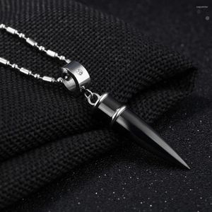 Pendant Necklaces Fashion Crystal Stainless Steel Silver Color And Black Chain Necklace Men Jewelry Accessories Statement