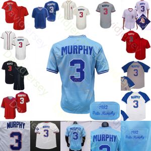 Dale Murphy Jersey 1980 Red Mesh BP 1982 Grå Pullover 20th Navy White Cream Player Fans Version Storlek S-3XL