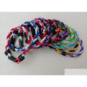 チタンスポーツアクセサリー2022ストック野球ステッチブレスレットの新しい100pcs for Sports Twist Three Rope Bracelet Baseballs Ropes DH0f4