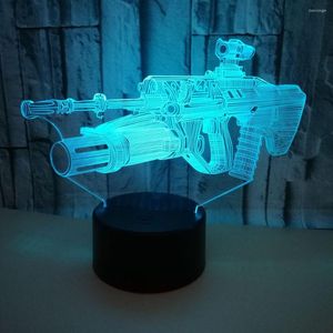 Night Lights 3D LED Table Lamp RGB Changeable USB 7 Color Change Light Rifle Shooting Gun Model For Game Friend Boys Gift