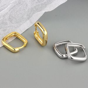 Brincos de argola Huggie 925 Prata esterlina para mulheres coreanas da moda jóias de orelha quadrada geométrica Earringhoop de personalidade simples