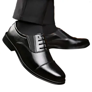 Sapatos de vestido antiderrapante couro masculino negócios traje juventude dedo do pé redondo britânico respirável homens vintage trabalho oxfords lace up calçado