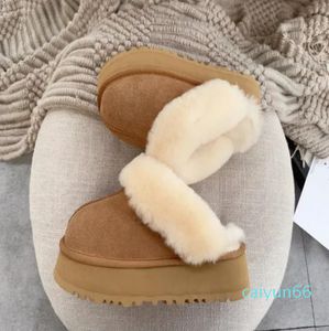 Botas de neve de pele de castanha slides pele de carneiro shearling mules mulheres homens plataforma bota deslizamento-em sapatos camurça superior conforto outono inverno