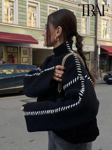 Kadın Sweaters 2023 Sonbahar Kış Büyük Boy Yavru Yeltin Kazak Gevşek Zayıflama Sıradan Tasarım Suyu Moda Knit Top Dış Giyim