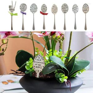 Garden Decorations Art Sculpture Decor Craft Marker Silver Spoon Plant Markers Metal Potted Plants Gifts Home