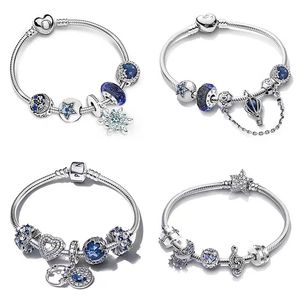 Top Qualität 925 Silber Armband Charm Armbänder Luxus Schmuck für Frau DIY Kristall Armreif Modeschmuck Mädchen Dame Party Weihnachtsgeschenk Chinesisch