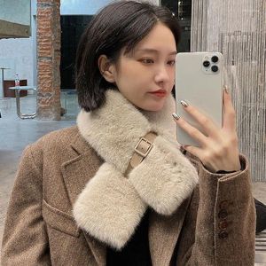 Scarves Korean Style Sweet Girl Plush Thick Scarf For Women's Winter Warm Cute Versatile Fashion Female Trendy Accessories