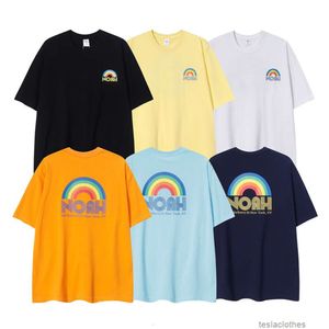 デザイナーファッション服ラグジュアリーTシャツトレンドBRノア第一世代クロスレインボープリントカジュアルルーズサマーカップル短袖Tシャツ