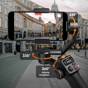 Stabilisatorer 3-axel handhållen gimbal stabilisator selfie stativtelefon tabletthållare med ai magnetfyllning ljus full färg för smartphone q231116