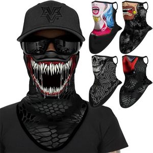 Bandanas vindtät vandringshalsdukar Earloop Half Mask 3D Print Venom Bandana andas ansikte Balaclava Cykling Neck Gaiter For Men Women