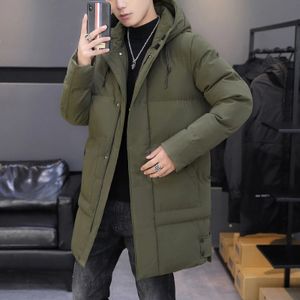 Parkas masculinas para baixo 2023 jaqueta de inverno casaco longo parka com capuz grosso almofada de algodão moda casual zíper cor topo 231116