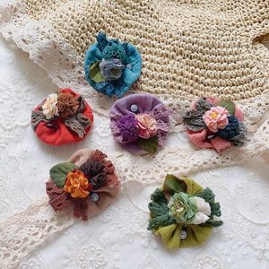 Sjaals Johnature Mori vrouwen zoete schattige vintage veelzijdige stof bloemvorm broche broche casual Japans linnen bloemen accessoire