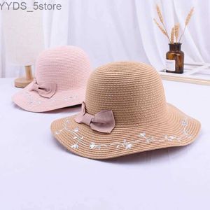 Chapéus de aba larga Chapéus de balde Chapéu de sol de aba larga feminino nova flor bordada guarda-sol chapéus de algodão flexível moda coreana linda proteção solar bonés H068 YQ231116