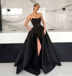 Siyah Arapça Ucuz Deniz Kızı Balo Elbiseleri Tatlım Uzun Zarif Akşam Resmi Elbise Kokteyl Parti Elbiseleri Abendkleider Yüksek Yarık