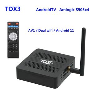 Tox3 TV Box Smart TV Amlogic S905x4 2GB 16GB 4GB 32GB Dual WiFi Gigabit BT4.1 Obsługa AV1 4K Android 11