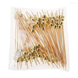 Düğün Dekorasyonu İçin 100 PCS Tek Kullanımlık Bambu Çubuğu Forks Pearl Party Malzemeleri Büfe Tatlı Kek Salatası Kokteyl Sokak