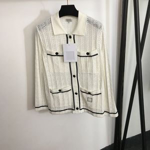 Ladies elegancki sweter modny guziki sweter biały długie rękawie dziewczęce bluzki luksusowe puste designerskie koszulki sweter