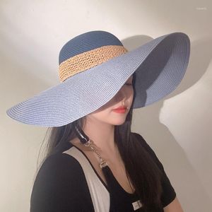 Szerokie brzegowe czapki 202303-letnia letnia kolorowa patchwork może złożyć w torbie na plażę wakacyjną damę słoneczną czapkę kobiet