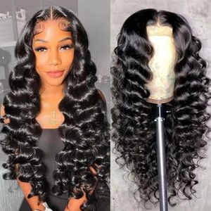 Cosplay Wigs 13x4 Transparent Front Wig Loose Deep Wave Lace Front Human Hair Wig Suitable for Women's Pre shedding Wave Closed Hair Lace Wig 231116