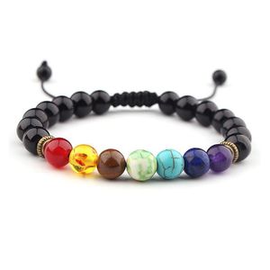 Charm armband 8mm natursten armband 7 chakra charm armband mticolor pärlor lava stenar våg kvinnor män yoga dropp deli dhgarden dhfig