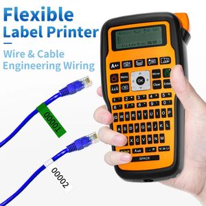 Skrivare Ribbons Cable Label Machine E1000Pro Handhållen bärbar självhäftande etikettmaskin för kommunikationskabelteknik Projekt Märkning 231116