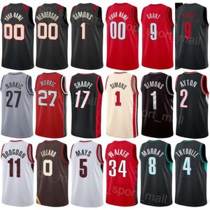 Print Men Women City Basketball Scoot Henderson Jerseys 00 Anfernee Simons 1 Jerami Grant 9 Shaedon Sharpe 17 Matisse Thybulle 4 Jabari Walker 34 Earned Team Color