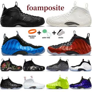 Mens basketskor Foamposite One Metallic Red Royal Floral CDG X White Black Suede Abalone Galaxy 1.0 2.0 Halloween USA Volt Dream A World Trainers Sport Sneakers