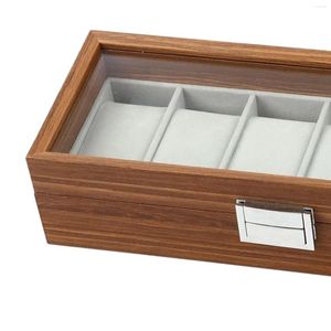 Wachboxen Aufbewahrungsbox 6 Slot Elegantes Behälter Holz für Uhren Halskette Armband Ohrringe Männer und Frauen Home Dekoration