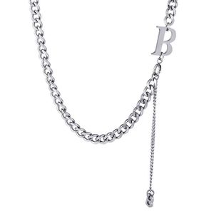 Chains Trend Ins Style Fashion Personality Stainless Steel Letter B Pendant Necklace Hip Hop Temperament Girls Clavicle Chain