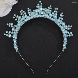 Headpieces 10Colors Handmade Bridal Hair Accessories Girl Pearl Crown Women Wedding Head Jewelry Red Blue Black Headdresses For Girlfriend