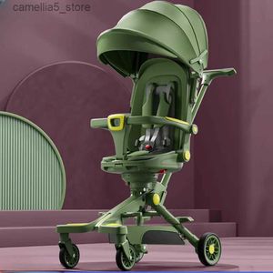 Passeggini # Nuovo passeggino multifunzione bidirezionale seduto e sdraiato carrozzina per bambini vista alta passeggino portatile a quattro ruote carrello per bambini Q231116