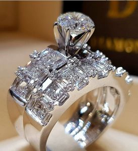 Presente de aniversário do designer Stromestone Jóias de casamentos pares de casamentos S925 Silver Simulation Zircon Ring noivado do dia dos namorados Anel de casal de diamante
