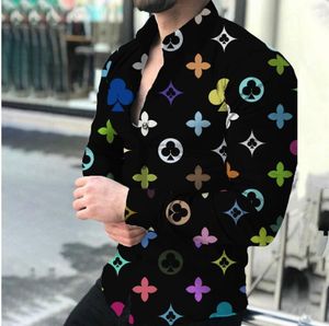 Designer lapel Shirt Mens Button Up Shirts print bowling shirt luxurious old Floral print Casual Shirts Men long Sleeve Dress Hawaiian Belkis Top