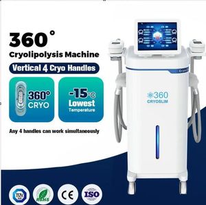 Professionell -15 ﾰ C 360 ﾰ Frys Cryo Cellulite Minska bantningsfett Frys Cryolipolys Machine Fat Freezing Machine med större koppar Cool Slimming Wit 5 Handtag