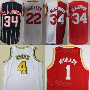 Mens Basketball Vinatge Tracy McGrady Jersey 1 Clyde Drexler 22 Hakeem Olajuwon 34 Jalen Green 4 Earned All Stitched Retro Breathable For Sport Fans Shirt Team
