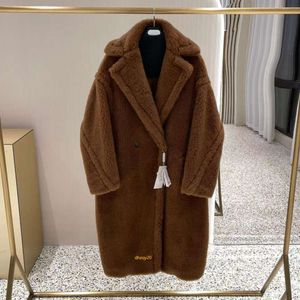 Teddy płaszcz wełniany designer designer kurtka puffer długa wiatroodporna kurtka zima ciepłe dres do pielęgnacji luksusowy płaszcz damski 62% alpaki 26% owce wełny 12% Mulberry Silk