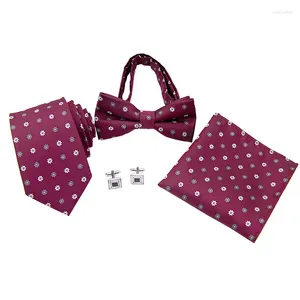 Bow Ties Men's Business Dress Party Tie Gift Box Fashion Square Handduk Kombination Set Professional Wedding Groom Wear