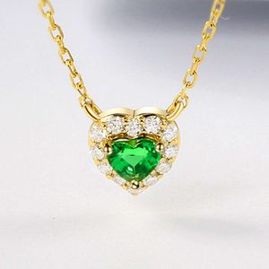 Gem Stone Jewelry Real Gold Online Shop Natural Tsavorite Diamond Heart Shape Necklace Women