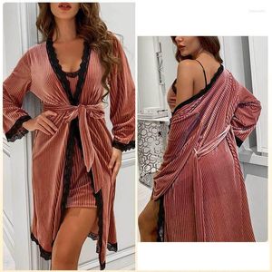 Women's Sleepwear Women Lingerie Nightrobes Lace Patchwork Bathrobe Pajamas Loungewear Tracksuits Nightdress Night Gown Loose Towel Robe